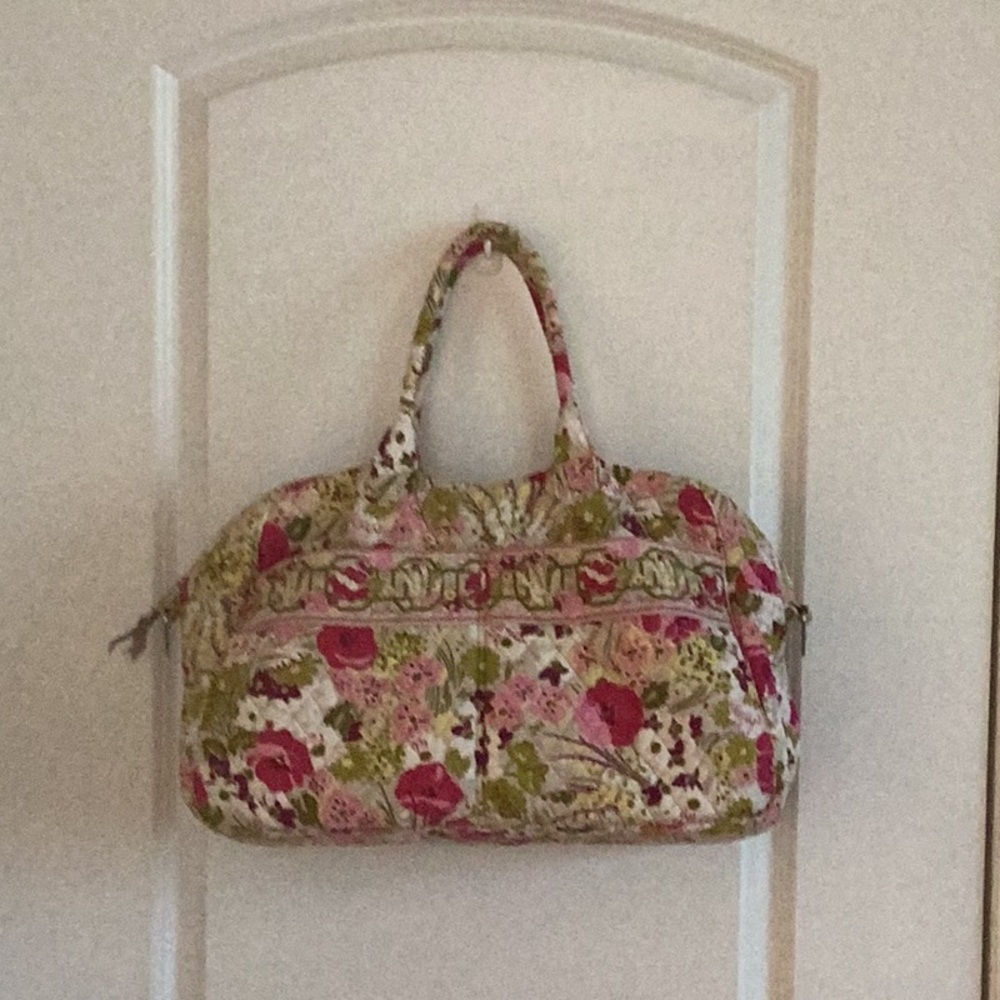 Floral Quilted Travel Tote Bag - Pink & Green